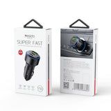 Incarcator Yesido Car (Y50), 2x Type-C, USB, Fast Charging, 60W, LED Lamp Ring, Intelligent Temperature Control Chip, Negru