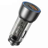 Incarcator Yesido Car (Y49), USB-A, Type-C, LED Light Effect, Fast Charging, 30W, Gri