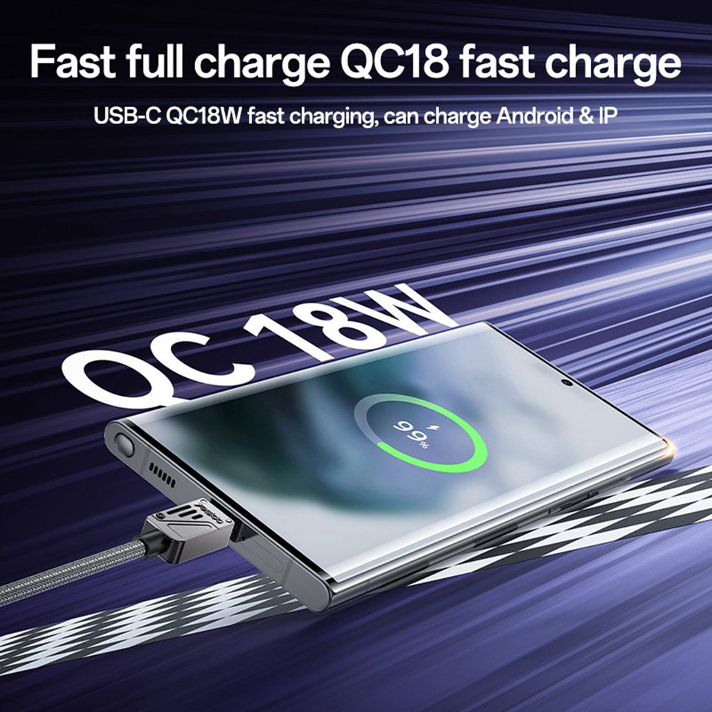 Cablu Yesido (CA135C), USB to Type-C, Fast Charging, QC18W, 3A, 480Mbps, CarPlay Compatible, Zinc Alloy, 1.2m, Negru