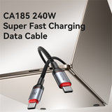 Cablu Yesido (CA185), Type-C to Type-C, Fast Charging, 480Mbps, 240W, 48V/5A, E-Mark Chip, Nylon Braided, 1.2m, Negru
