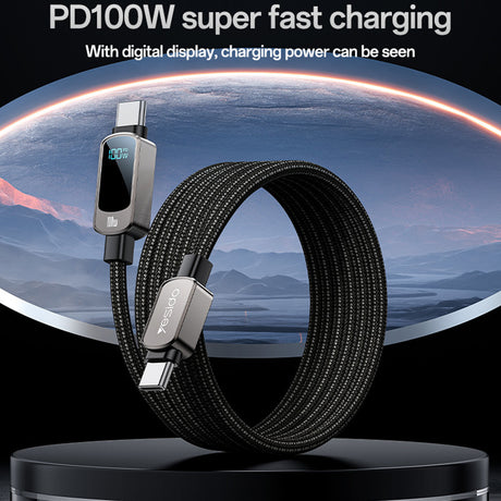 Cablu Yesido (CA179), Super Fast Charging, with Digital Display, Type-C to Type-C, 100W, 5A, 480Mbps, 1.2m, Negru