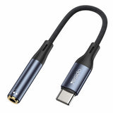Adaptor Yesido Audio Cable Adapter (YAU38), Type-C to Jack 3.5mm, Nylon, Aluminum Alloy, 15cm, Negru