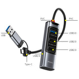 Hub Yesido (HB19), USB Type-C to 3x USB, 5Gbps, Gri