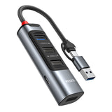 Hub/Dock Yesido Docking Station 5in1 (HB20), USB, Type-C to 4x USB, USB-C, PD100W, Fast Charge, Plug & Play, 5Gbps, Gri