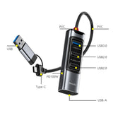 Hub/Dock Yesido Docking Station 5in1 (HB20), USB, Type-C to 4x USB, USB-C, PD100W, Fast Charge, Plug & Play, 5Gbps, Gri