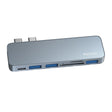 Hub/Dock Yesido Docking Station 6in1 (HB10), 2x Type-C to 3x USB, USB-C, SD/TF, 6in1 Splitter, Fast Charging, 96W, 5Gbps, Gri