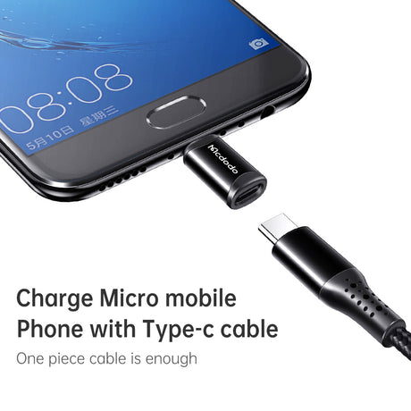 Adaptor Mcdodo OTG Adapter (OT-7690), Type-C to Micro-USB, Aluminium Alloy, Charging & Data Sync, Negru