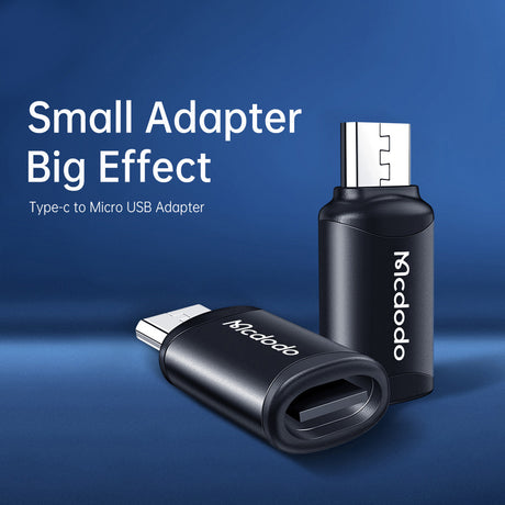 Adaptor Mcdodo OTG Adapter (OT-7690), Type-C to Micro-USB, Aluminium Alloy, Charging & Data Sync, Negru