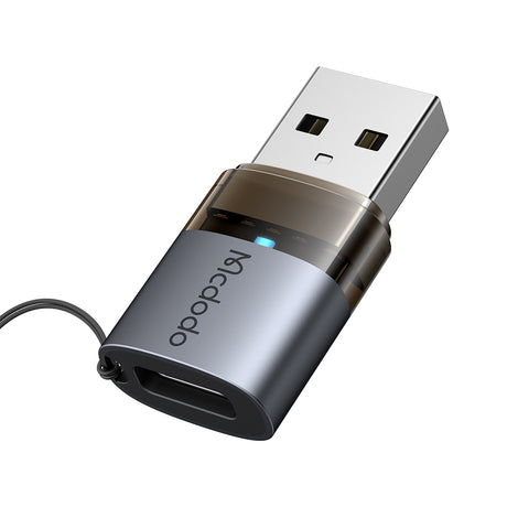 Adaptor Mcdodo OTG Adapter (OT-7580), Type-C to USB3.0, Aluminium Alloy, Charging&Data Sync, with Indicator Light, Lanyard, Negru