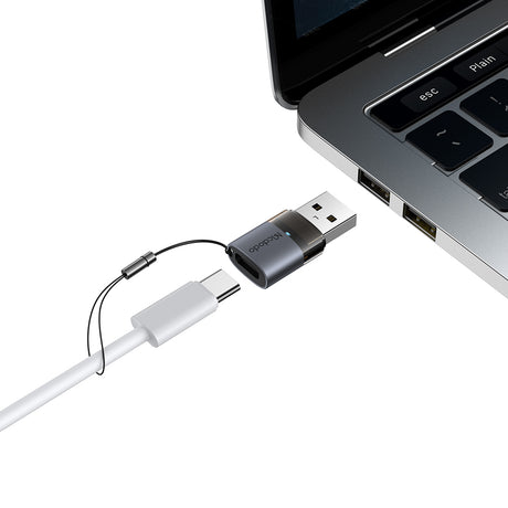 Adaptor Mcdodo OTG Adapter (OT-7580), Type-C to USB3.0, Aluminium Alloy, Charging&Data Sync, with Indicator Light, Lanyard, Negru