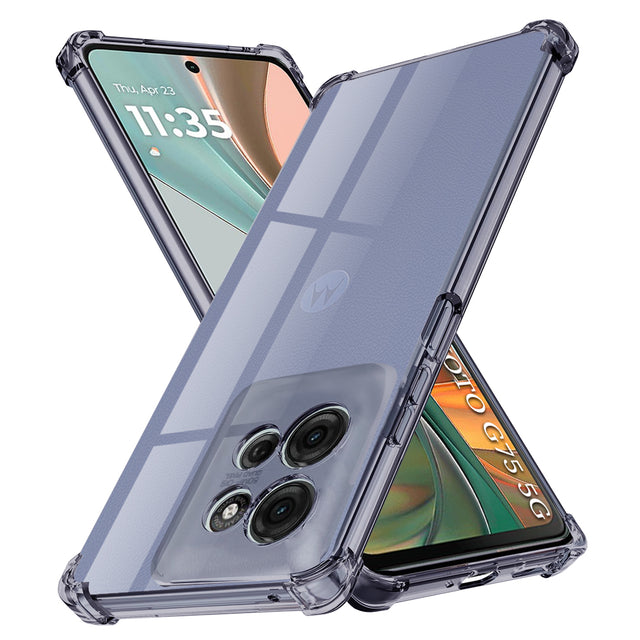 Husa de protectie Techsuit Shockproof Clear Silicone compatibil cu Motorola Moto G75, Negru Fumuriu