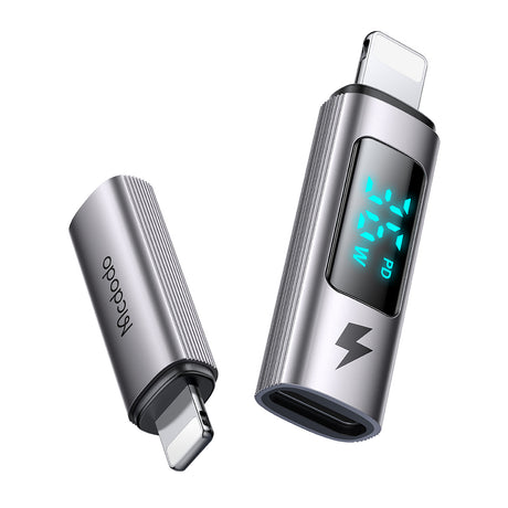 Adaptor Mcdodo OTG Adapter Wales Series (OT-6100), Type-C to Lightning, PD36W, 3A, Display, Compatible with E-Mark Chip, Negru