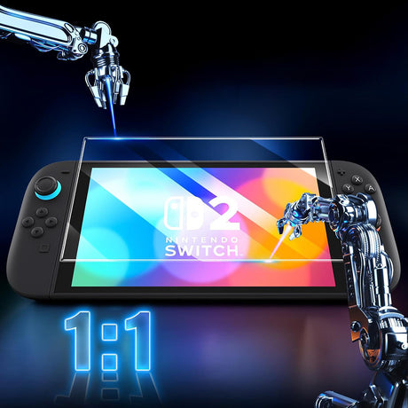 Accesoriu gaming Techsuit (set de 2) Premium Tempered Glass SwitchAura with Applicator (NS1), for Nintendo Switch 2, 9H Resistant, Transparent
