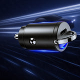 Incarcator Techsuit Premium Car NanoVolt (C5), Mini Design, Fast Charge, Type-C PD30W, 3A, Pull Ring, Aluminium Alloy, Negru