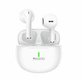 Casti Yesido (TWS18), Bluetooth V5.1, Half-In-ear Design, 220mAh, Type-C, Alb