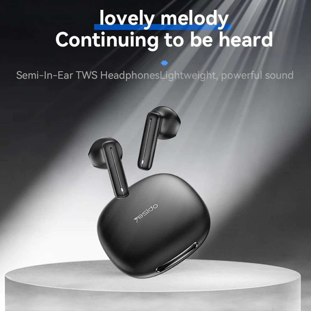 Casti Yesido (TWS25), with Microphone, Bluetooth V5.3, Touch Control, Half-In-ear Design, 250mAh, Negru