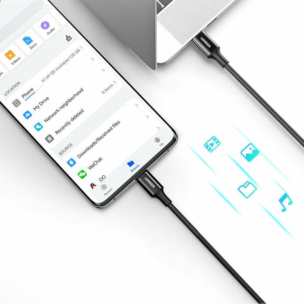 Cablu Ugreen US300 (60551), USB-C to USB-C, 5A, 100W, 1m, Alb