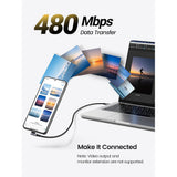Cablu Ugreen US334 (70643), USB-C to USB-C 90 Degree Cable, Fast Charging 5A, 100W, 1m, Nylon, Gri Spatial