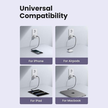 Incarcator Ugreen (65015), USB / Type-C, 30W QC3.0, Alb