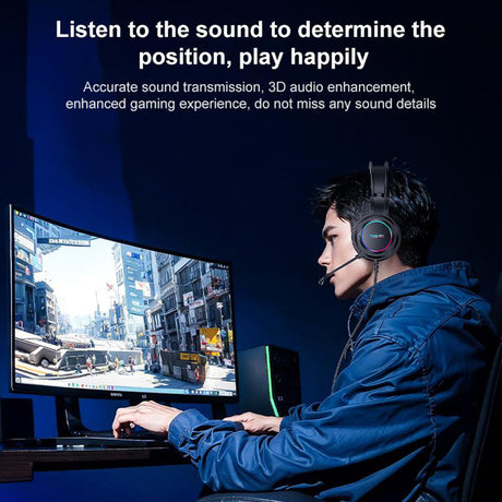 Casti Yesido Wired (EK05), for Gaming, USB, with Microphone, RGB LED Lights, Negru