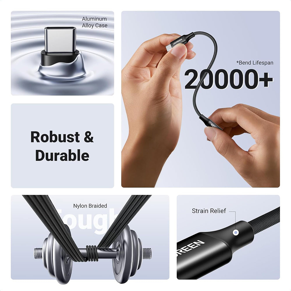 Adaptor Ugreen Type-C la Jack 3.5mm AV161, 10cm, Negru
