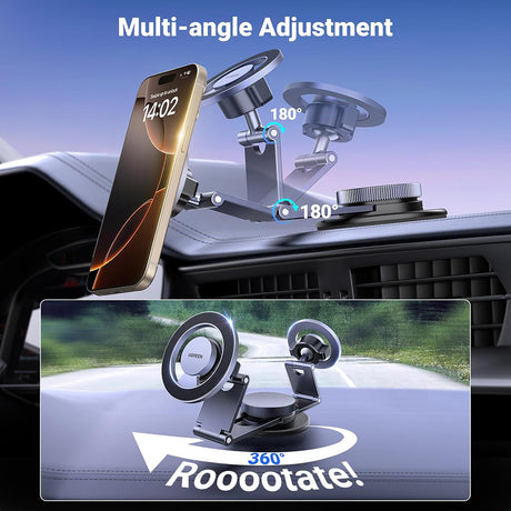 Suport Ugreen LP865 (45577), Magnetic Grip, for Dashboard, Universal, 360° Rotatable, Secure Fit, N52 Magnets, Negru