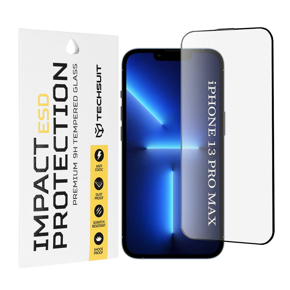 Folie de protectie Techsuit ESD Glass compatibil cu iPhone 13 Pro Max, Negru