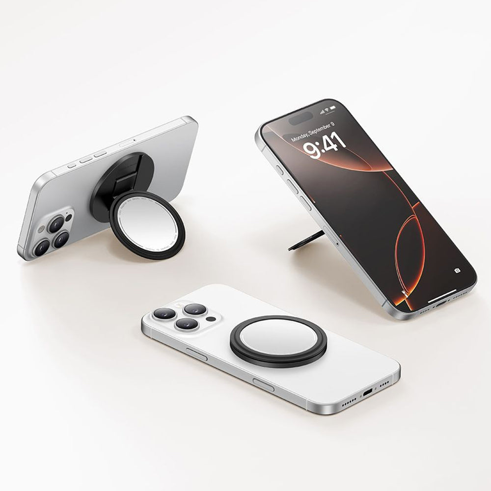 Suport Mcdodo 2in1 Foldable Magnetic Phone Stand (MR-7912), with Built-in Makeup Mirror, Leather, Negru