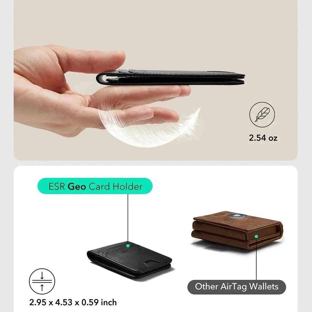 Suport ESR Classic Geo Card, Vegan Leather Wallet, for 11x Cards & Cash, Find My Function, RFID Blocking, Carbon Fiber