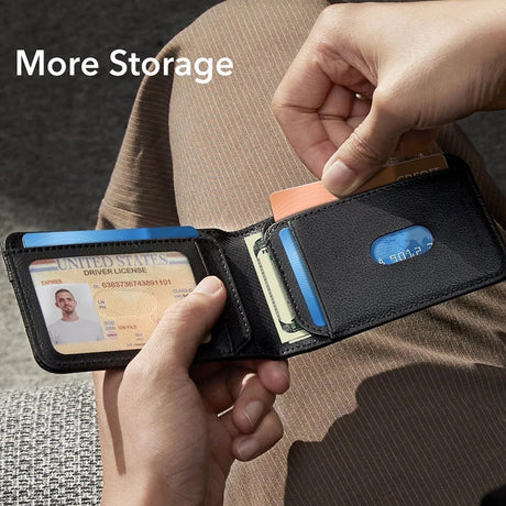 Suport ESR Classic Geo Card, Vegan Leather Wallet, for 11x Cards & Cash, Find My Function, RFID Blocking, Carbon Fiber