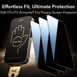 Folie de protectie ESR Corning Gorilla Glass UltraFit Privacy™ (set de 3) compatibil cu iPhone 17 Pro, Negru