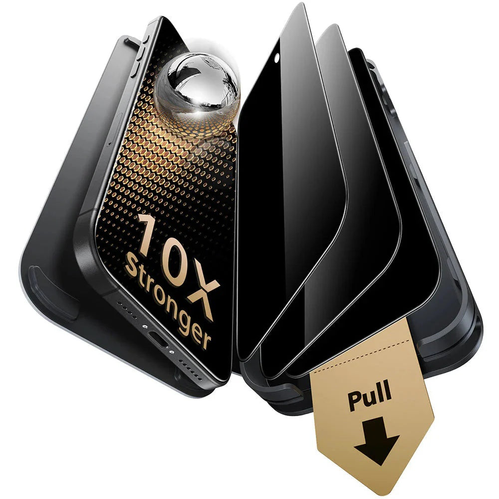 Folie de protectie ESR Corning Gorilla Glass UltraFit Privacy™ (set de 3) compatibil cu iPhone 17 / iPhone 16 Pro, Negru