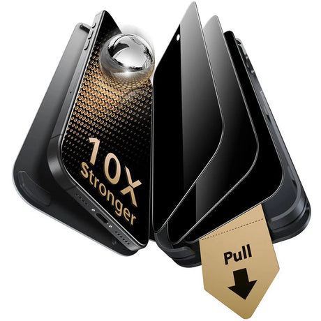 Folie de protectie ESR Corning Gorilla Glass UltraFit Privacy™ (set de 3) compatibil cu iPhone 17 / iPhone 16 Pro, Negru