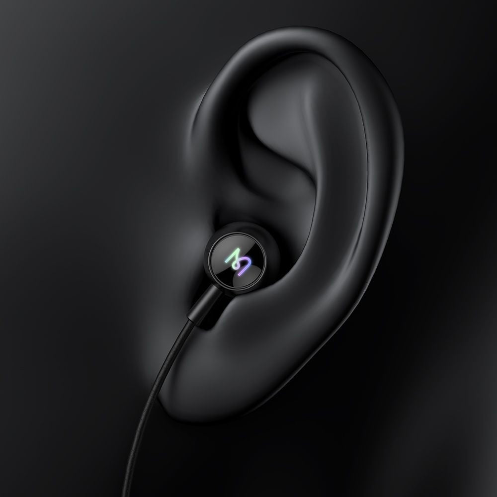 Casti Mcdodo Wired Earphones (HP-5830), Type-C, RGB Lighting, Aluminium Alloy, Nylon, DAC, In-Ear Design, 1.2m, Negru