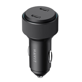 Incarcator Havit Car (CC2014), 2x Type-C, PD30W, 3A, PC, Aluminum Alloy, Negru