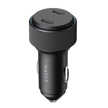 Incarcator Havit Car (CC2014), 2x Type-C, PD30W, 3A, PC, Aluminum Alloy, Negru