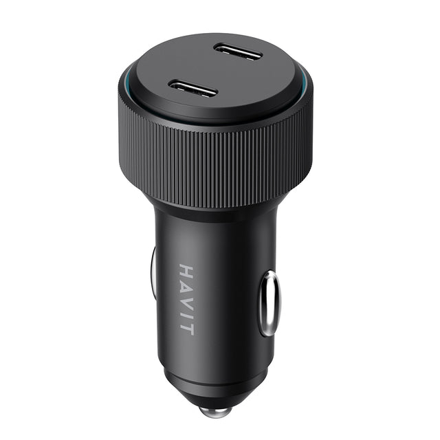 Incarcator Havit Car (CC2014), 2x Type-C, PD30W, 3A, PC, Aluminum Alloy, Negru