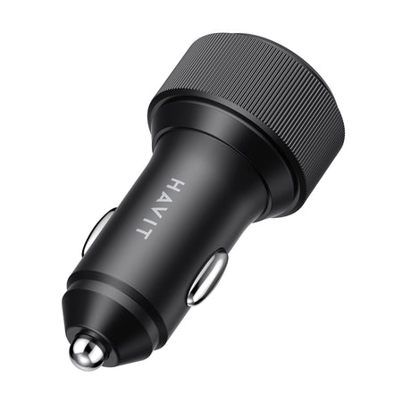 Incarcator Havit Car (CC2014), 2x Type-C, PD30W, 3A, PC, Aluminum Alloy, Negru