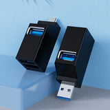 Hub/Dock Techsuit Mini Docking Station EchoLink 3 in 1 (H11), USB to 2x USB 2.0, 1x USB 3.0, 5Gbps, Negru