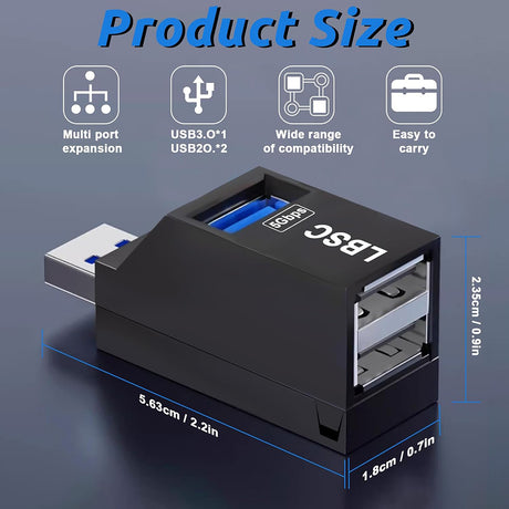 Hub/Dock Techsuit Mini Docking Station EchoLink 3 in 1 (H11), USB to 2x USB 2.0, 1x USB 3.0, 5Gbps, Negru