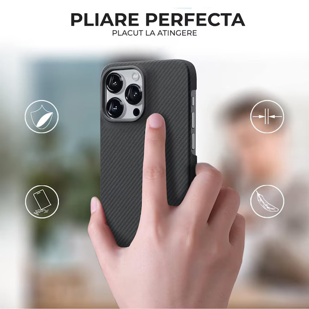 Husa de protectie Techsuit Aramid Fiber MagSafe compatibil cu iPhone 17 Pro, Negru