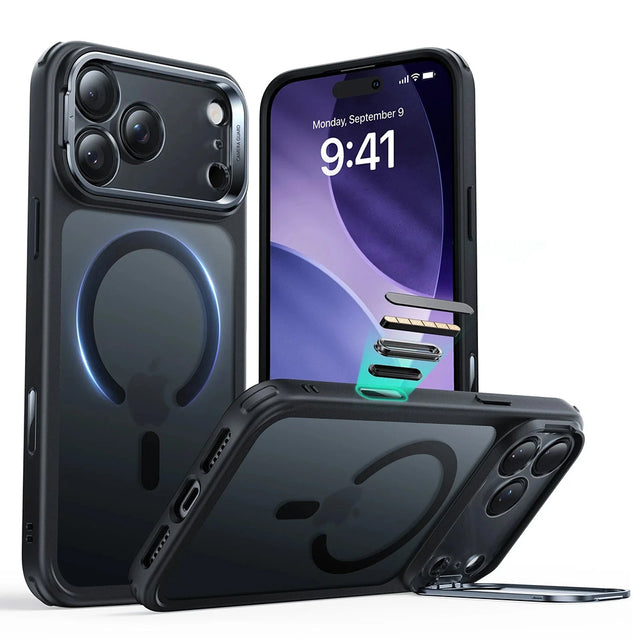 Husa de protectie ESR Classic Hybrid HaloLock Kickstand compatibil cu iPhone 17 Pro, Negru Mat