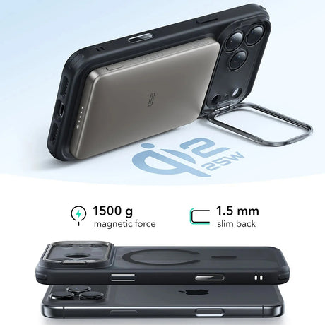 Husa de protectie ESR Classic Hybrid HaloLock Kickstand compatibil cu iPhone 17 Pro, Negru Mat