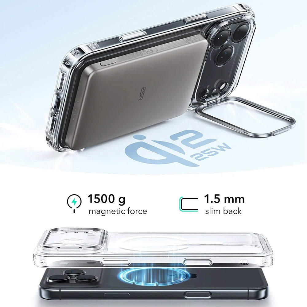 Husa de protectie ESR Classic Hybrid HaloLock Kickstand compatibil cu iPhone 17 Pro Max, Transparent