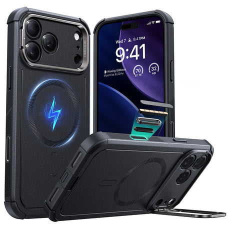 Husa de protectie ESR Cyber Armor Kickstand compatibil cu iPhone 17 Pro Max, Negru