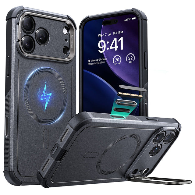 Husa de protectie ESR Cyber Armor Kickstand compatibil cu iPhone 17 Pro, Gri