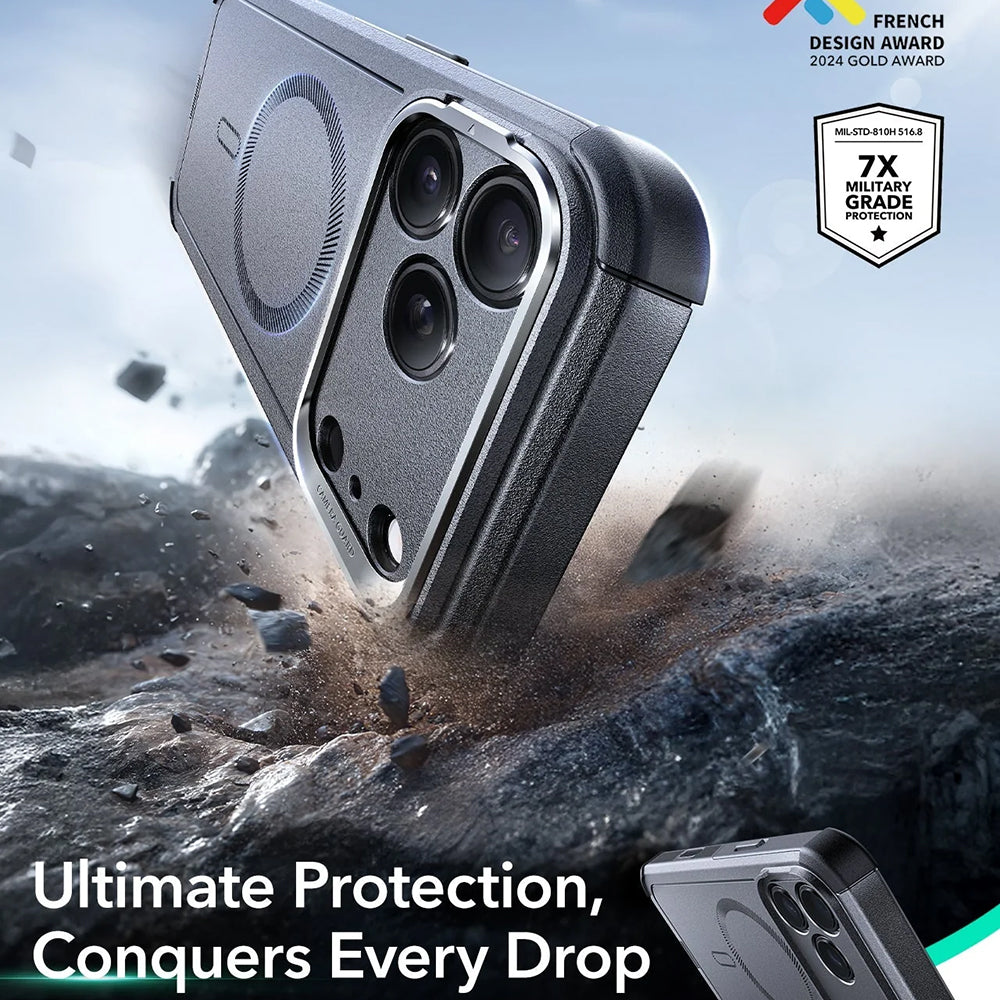 Husa de protectie ESR Cyber Armor Kickstand compatibil cu iPhone 17 Pro Max, Gri