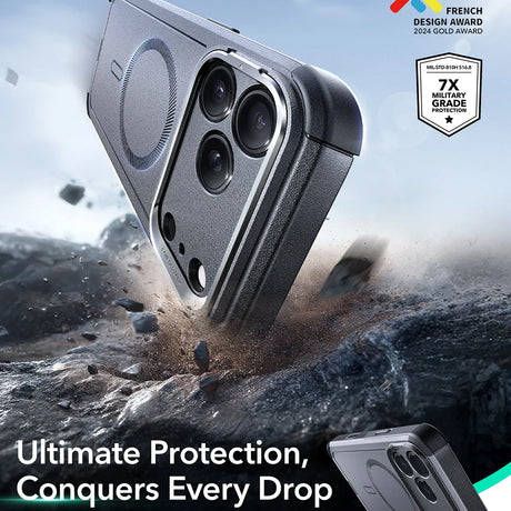 Husa de protectie ESR Cyber Armor Kickstand compatibil cu iPhone 17 Pro Max, Gri
