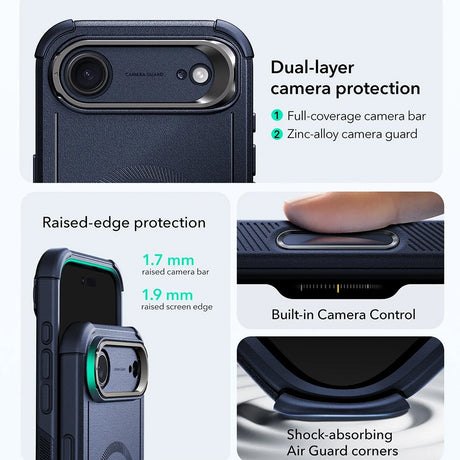 Husa de protectie ESR Cyber Armor Kickstand compatibil cu iPhone 17 Air, Albastru