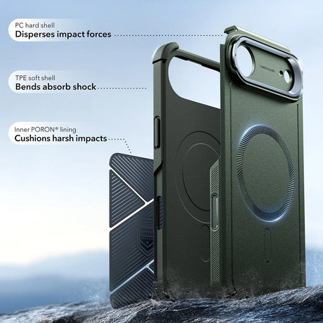 Husa de protectie ESR Cyber Armor Kickstand compatibil cu iPhone 17 Air, Verde